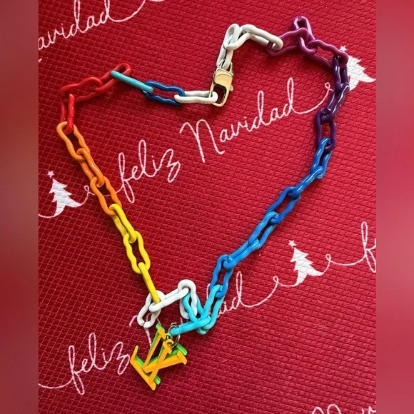 Vibrant Multicolor Chain Link Necklace - Picture 4 of 4